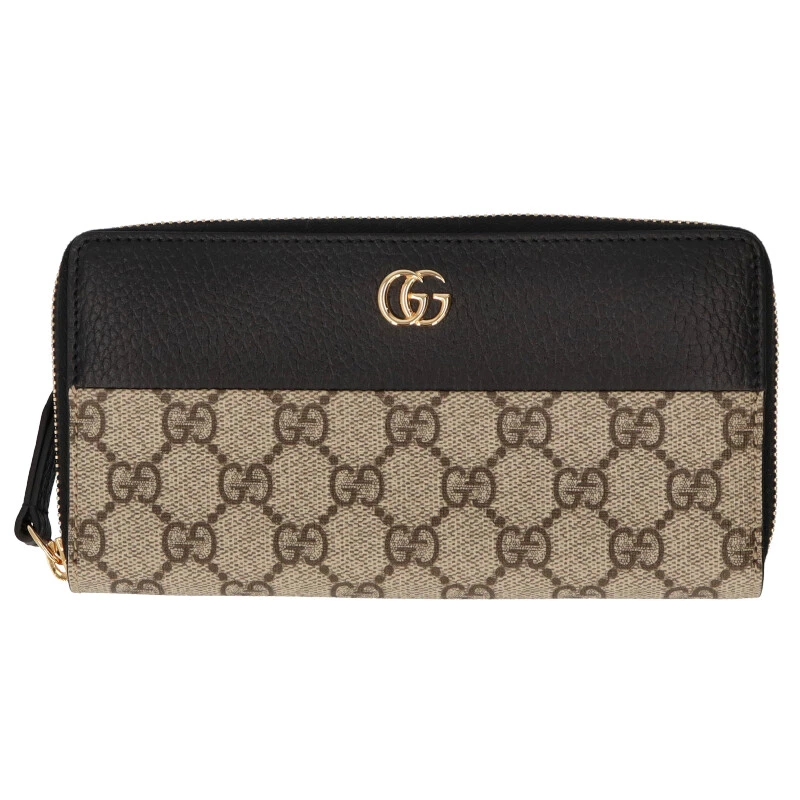 Portefeuille GUCCI Double G zippé 456117 GG Supreme / Cuir Femme Noir OCCASION