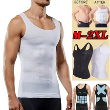 Men Abs Tummy Control Slimming Body Shaper Undershirt  Male Mesh Tank Top Vests