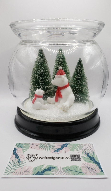 Bath & Body Works Polar Bear Cloche Glass Pedestal 3-Wick Candle Holder NEW!