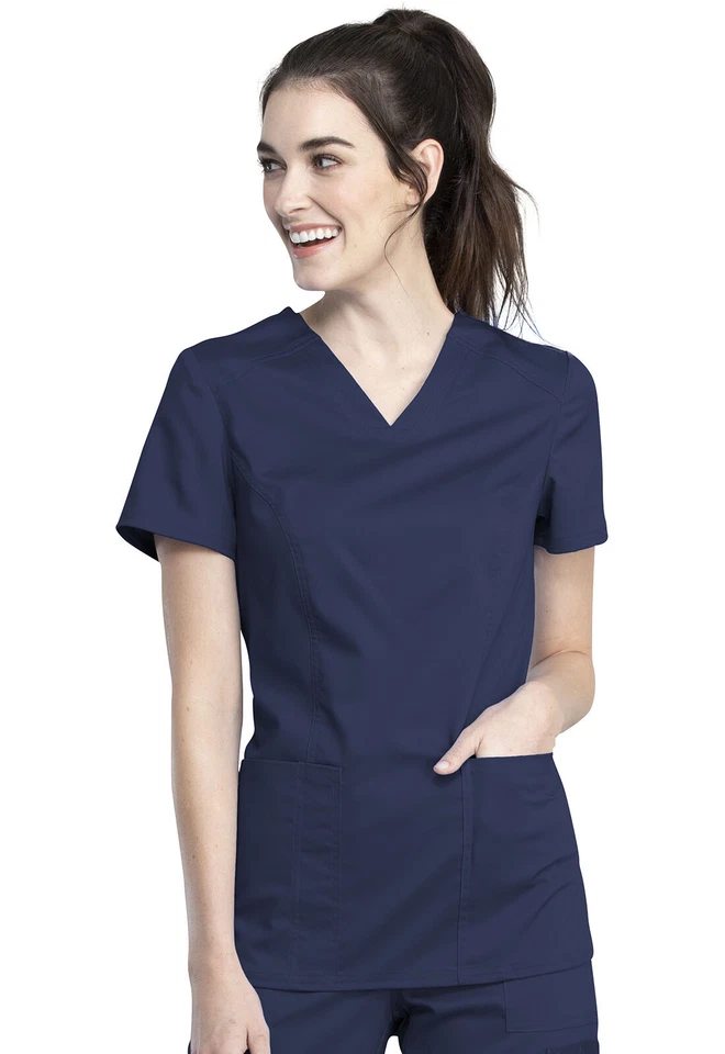 Conjunto Médico Cherokee REVOLUTION TECH Para Mujer Cuello en V Top y Pantalón Pierna Recta -AZUL MARINO Foto 2 de 4