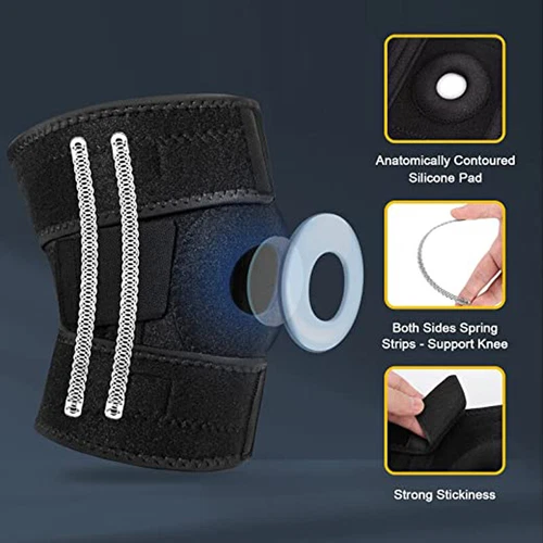 Knee Brace Compression Sleeve Joint Support Open Patella Stabilizer Wrap Straps - Picture 8 of 32