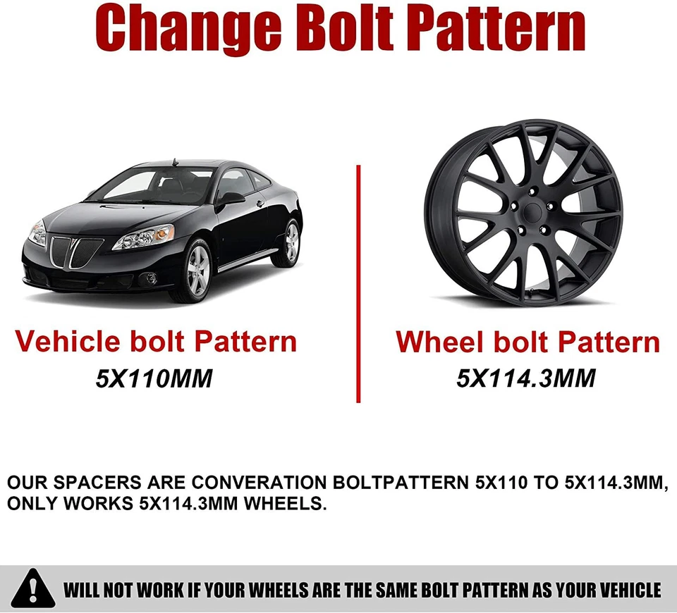 Колесные адаптеры 1 дюйм 5x110 на 5x4,5 диаметр ступицы 65,1 мм M12x1,5 для Chevy Saturn Saab - Изображение 3 из 4