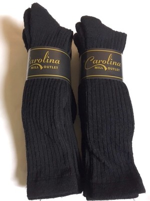 3pr Women's Long OTC MERINO WOOL Black Ribbed Socks SM/MED 4-7 