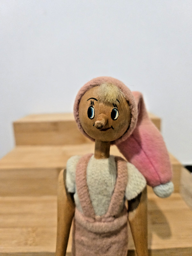 "Estatuilla muñeca de Pinocho polaca clavija articulada de madera de 7"" hecha a mano vintage de los años 50" - Imagen 3 de 6