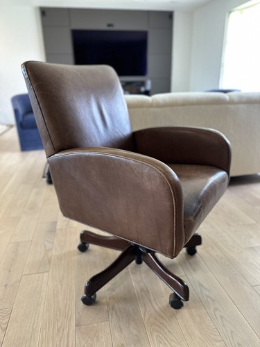 Seven Seas Seating Brown Leather Executive Office Swivel Seat - Picture 4 of 18