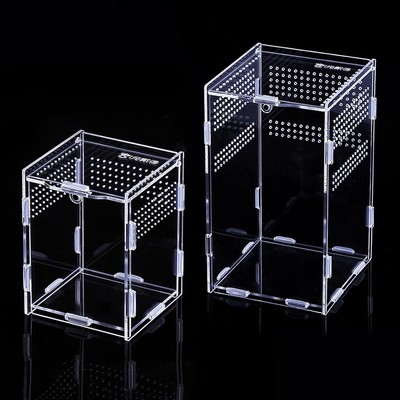 BigKing 2 Packs Reptile Feeding Box, Acrylic Terrarium Enclosure,... 