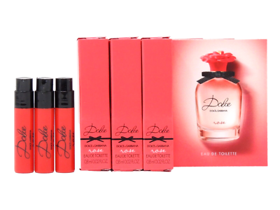 D&G DOLCE & GABBANA DOLCE ROSE EDT .8ml .02fl oz x 3 PERFUME SPRAY