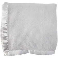 Sunrise Solid White Baby Blanket Satin Trim RN: 120593 Unisex Lovey Soft 30x40