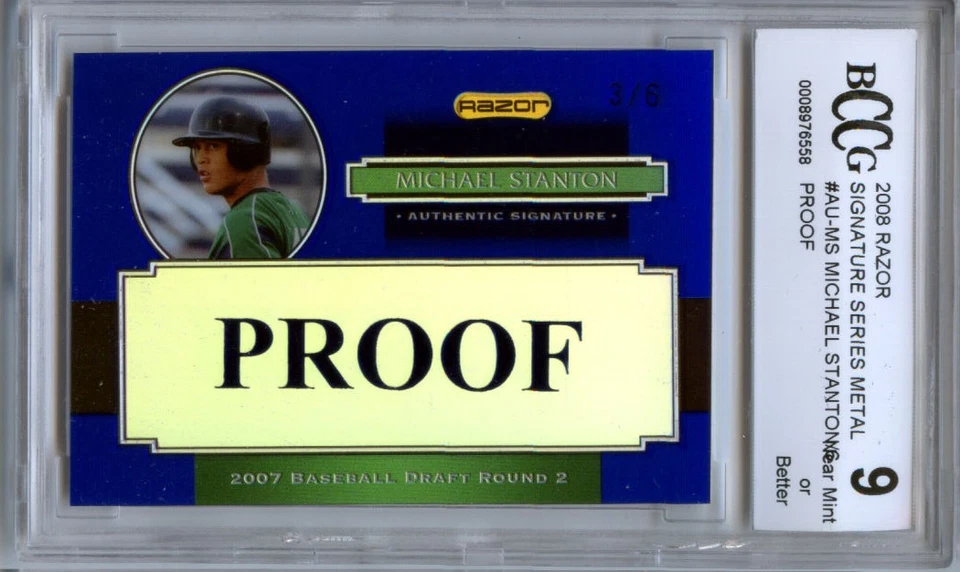 GIANCARLO STANTON 2008 Razor Metal PROOF rookie 1 of a kind BCCG 9 500 hrs HOF?? - Image 2 of 2