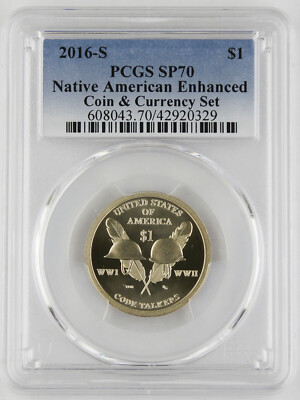 2016 NATIVE AMERICAN $1 Enhanced COIN CURRENCY SET PCGS SP70