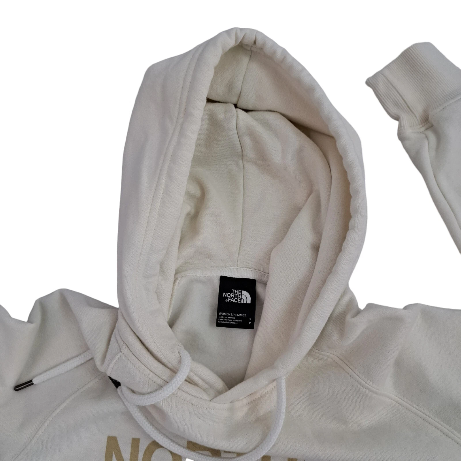 OFF WHITE Felpa con cappuccio North Face donna piccola avorio morbida felpa logo nordico pullover