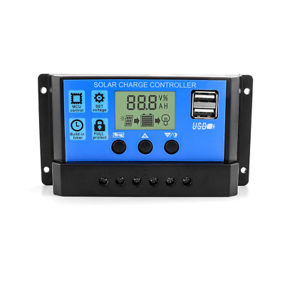 30A Solar Charge Controller 12V/24V with Dual USB and LCD Display