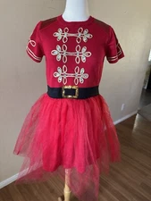 33 Degrees Nutcracker Toy Soldier Sweater Dress Red Sequin S Ugly Sweater Tulle