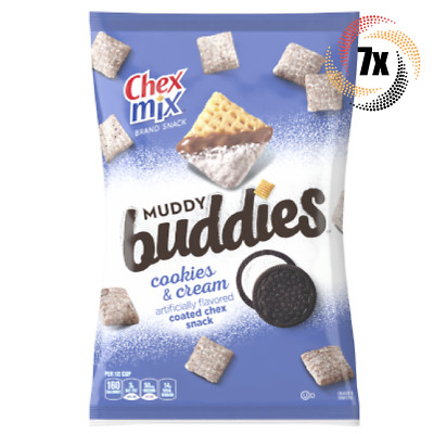 Full Box 7x Bags Chex Mix Muddy Buddies Cookies & Cream Coated Snack Mix | 4.5oz