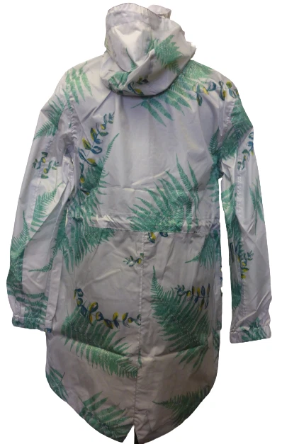 Joules Coat UK 8 GoLightly Grey Fern Leaf Packaway Jacket Waterproof Mac Women - Image 3 of 4