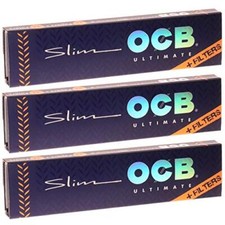 OCB Ultimate Slim Rolling Papers  Tips King Size Slim Cigarette Paper 3 Pack 