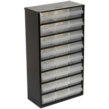 Image of 305 x 155 x 555mm 24 Drawer Parts Cabinet - BLACK - Wall Mounted / Standing Box