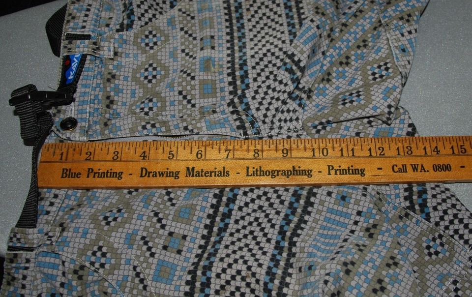 KAVU Men's XL Belted Chilli Hiking Shorts Gray Blue Aztec Geometric