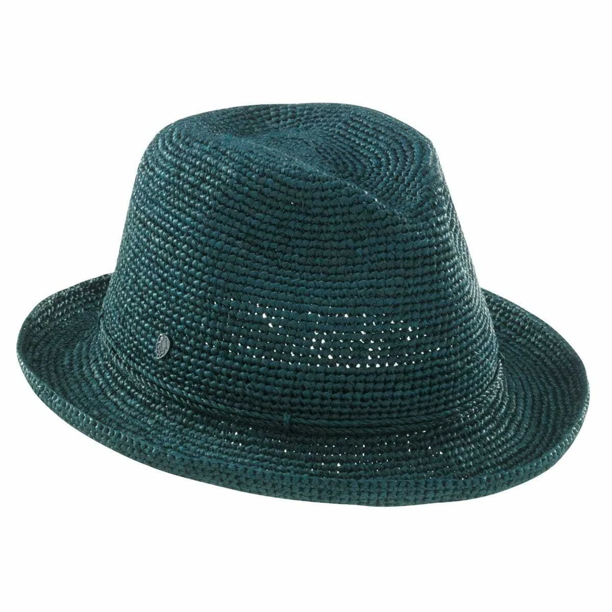 Helen Kaminski XY Eponu Teal upturned Pencil roll Brim Straw