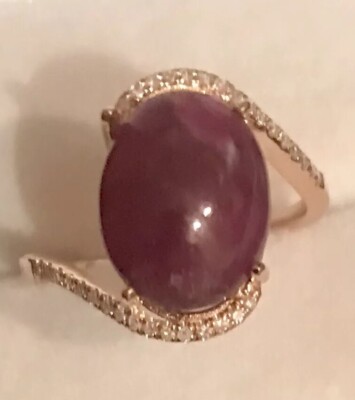 8,30CT! Natürlicher Rubin Diamanten 14K massiv Rotgold Ring Cabochon