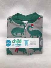 Child of Mine Newborn Baby Boy Gray Dino First Christmas Footie Pajama Sleeper