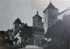 1904 Rothenburg Germany Archway and Tower Clock Tower Lower Gate illustrated