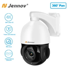 Jennov 8MP POE Security Camera 20X Zoom PTZ Dome Camera IR Night Vision