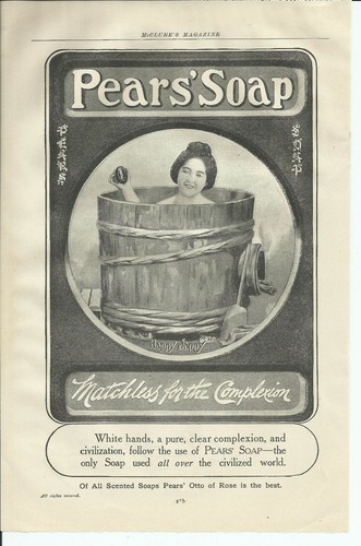Jabón de peras estampado vintage niña japonesa en bañera foto 1905 - Imagen 2 de 3