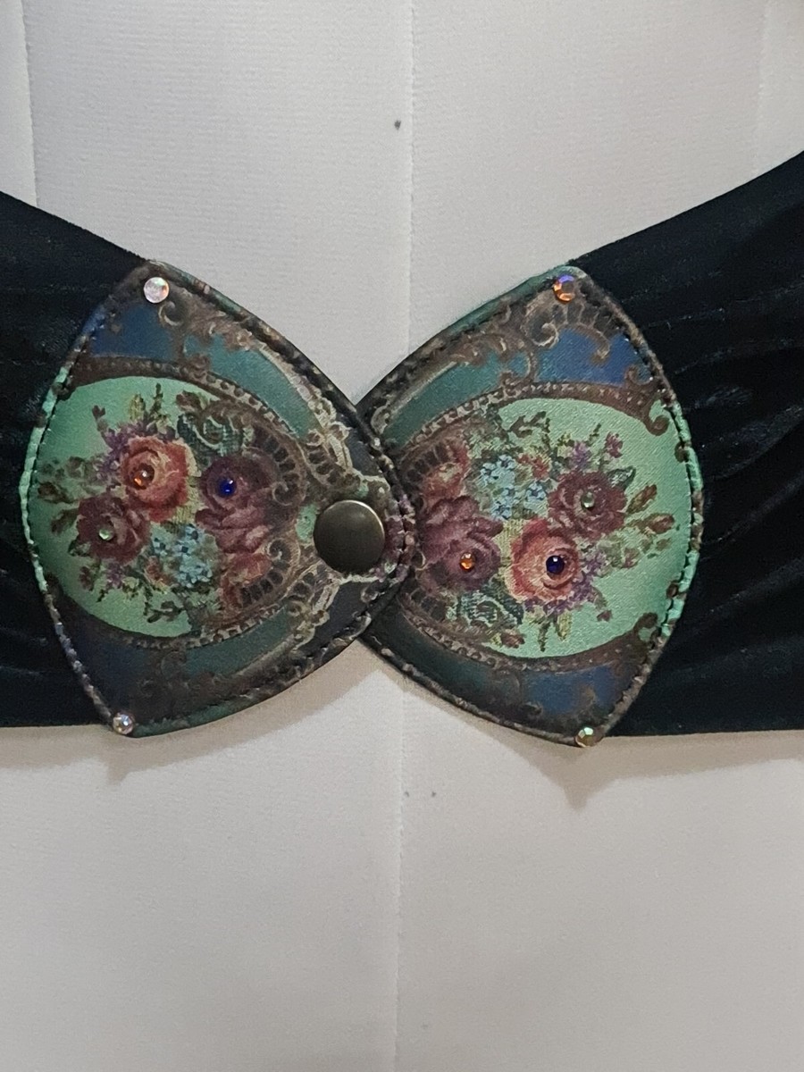 Michal Negrin Elastic Wide Waist Belt Black Velvet with Big  display picture 1