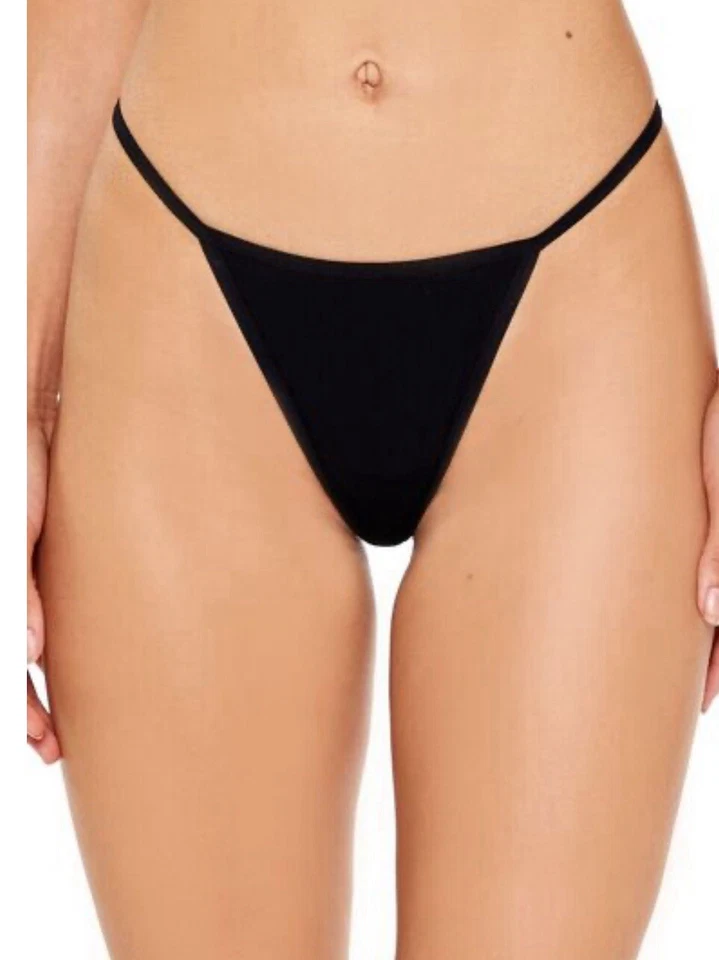 Forever 21 intimates bra + thongs cotton blend triangle string black size M NWT - Image 3 of 4