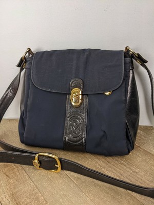 Marino Orlandi Leather purse crossbody bag navy brown black gold