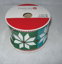 Celebrate It - Christmas/Noel - Snowflake Pattern - Wired Ribbon - 2 1/2 X 20 ft