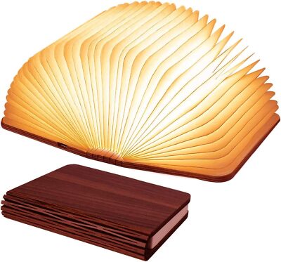 Vergissm Wooden Book Light, 3 Colors Folding Lamp White 3 