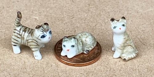 Figurine miniature chatons , figurine chat en céramique