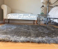 48" x 58" Black Tip Wolf Plush Rectangle Area Lodge Cabin Decor Accents Home 4*5