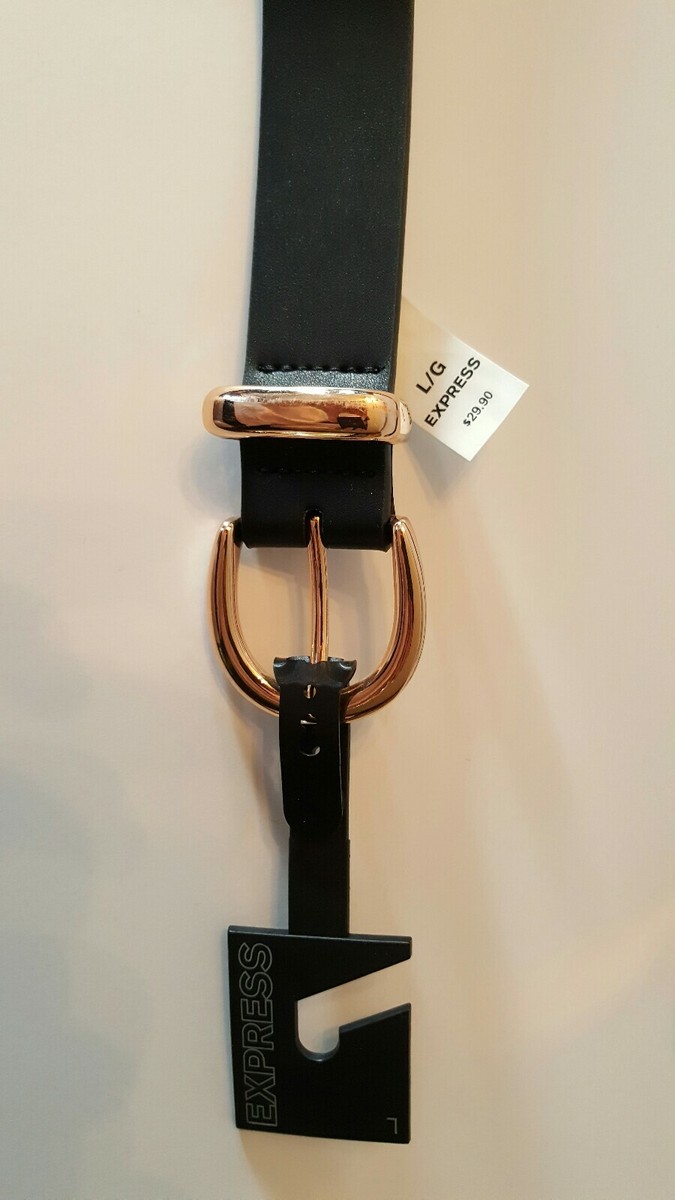 Express Black Belt with Intricate Gold Buckle Express | Accessories | Express Black Belt With Intricate  main image 2