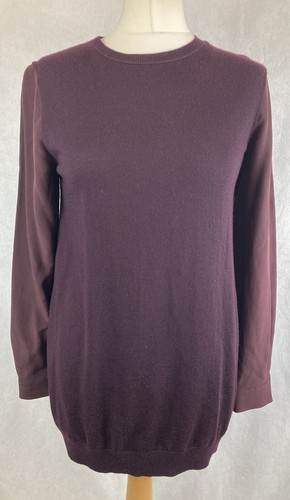 Túnica Top Cos Tinto Oscuro Lana Merino Mangas Largas de Seda Larga Tejida XS A90 - Imagen 2 de 10