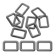 8 Pcs 1" / 25mm Flat Metal Rectangle Rings Buckle Square Loop Black