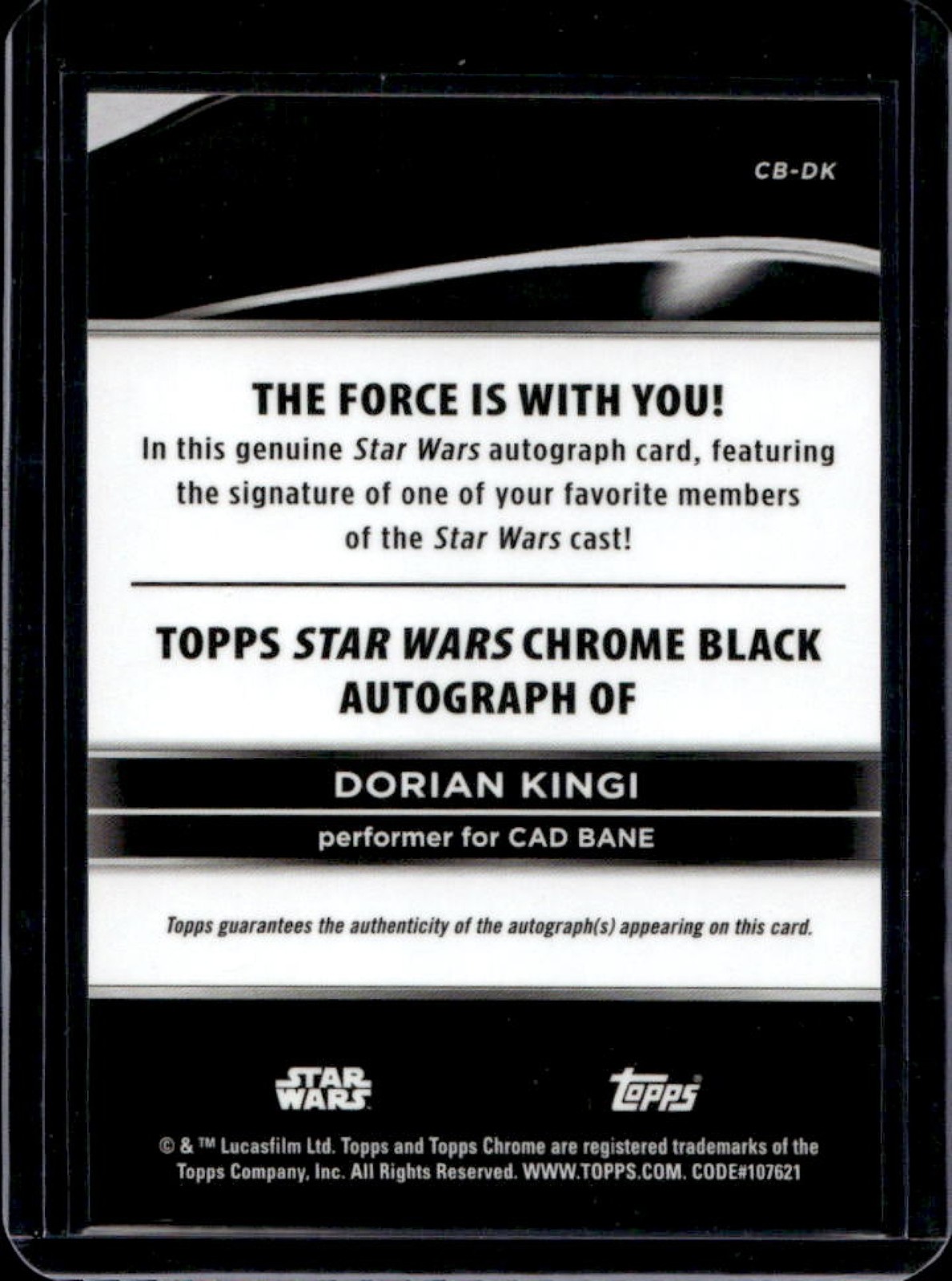 2025 Star Wars Smugglers Outpost Dorian Kingi Cad Bane Chrome Black Auto #CB-DK view 2