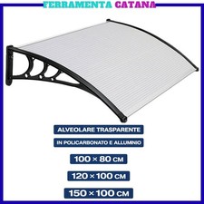 pensilina da esterno in policarbonato alluminio trasparente tettoia 150x100