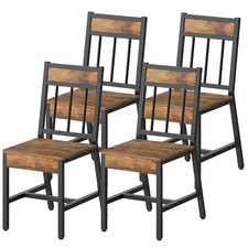 Dining Chairs Set of 4, Industrial Kitchen Chairs with Metal Frame, Slanted B...