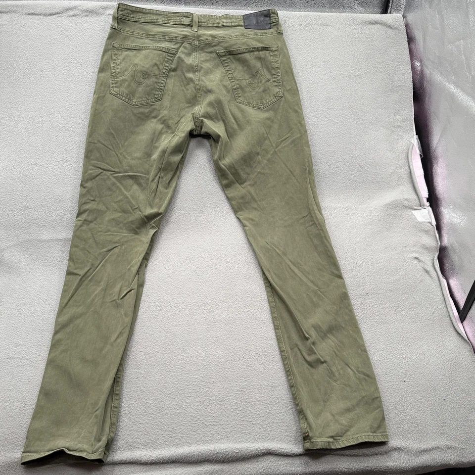 Pantalones de mezclilla AG Adriano Goldschmied Everett para hombre 36x34 verdes ajustados rectos elásticos Foto 2 de 4