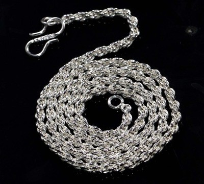 Twisted Rope Chain 925 Silver Plated Ethnic Handmade Chain Necklace Size 18'' JW