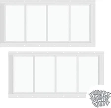 2 Pack 10'' X 23'' White Flush Mount Shed Transom Window with Tempered Glass Hou