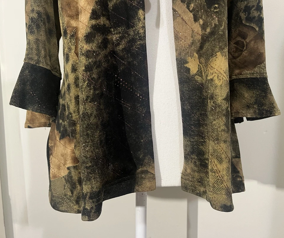 Blusa De Colección Años 90 Karen Kwong Cachichosa Floral Moody Patrón Corbata Frontal Para Mujer’s L Foto 4 de 4