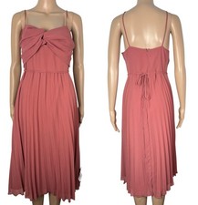 ASOS Design New Twist Front Pleated Chiffon Midi Dress in Rose Pink Size 8