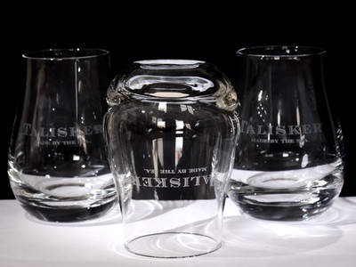 TALISKER Made by the Sea Whisky Dram Glasses x 3. Isle of Skye. 8cms Tall