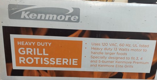 NEW Kenmore Heavy Duty Grill Rotisserie Kit 13W Motor 3-5 Burner Premium Elite