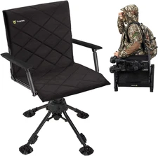 Hunting Chair with Seat Cover, 360 Degree Silent Swivel Blind Folding Chair, 4 L