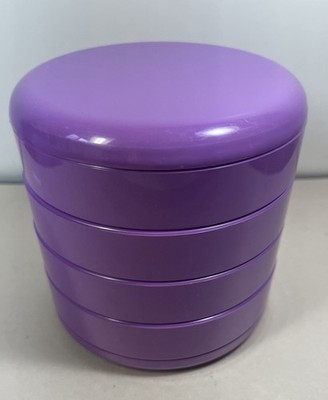 Vintage Interdesign Swivel Desk Jewelry Organizer Purple Plastic USA MCM w/ Top